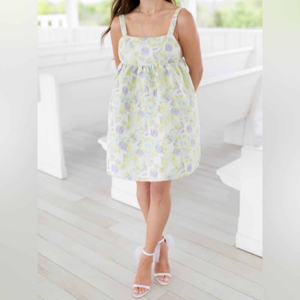 Talulah Love + Flowers Babydoll Mini Dress Yellow Purple Floral Size S